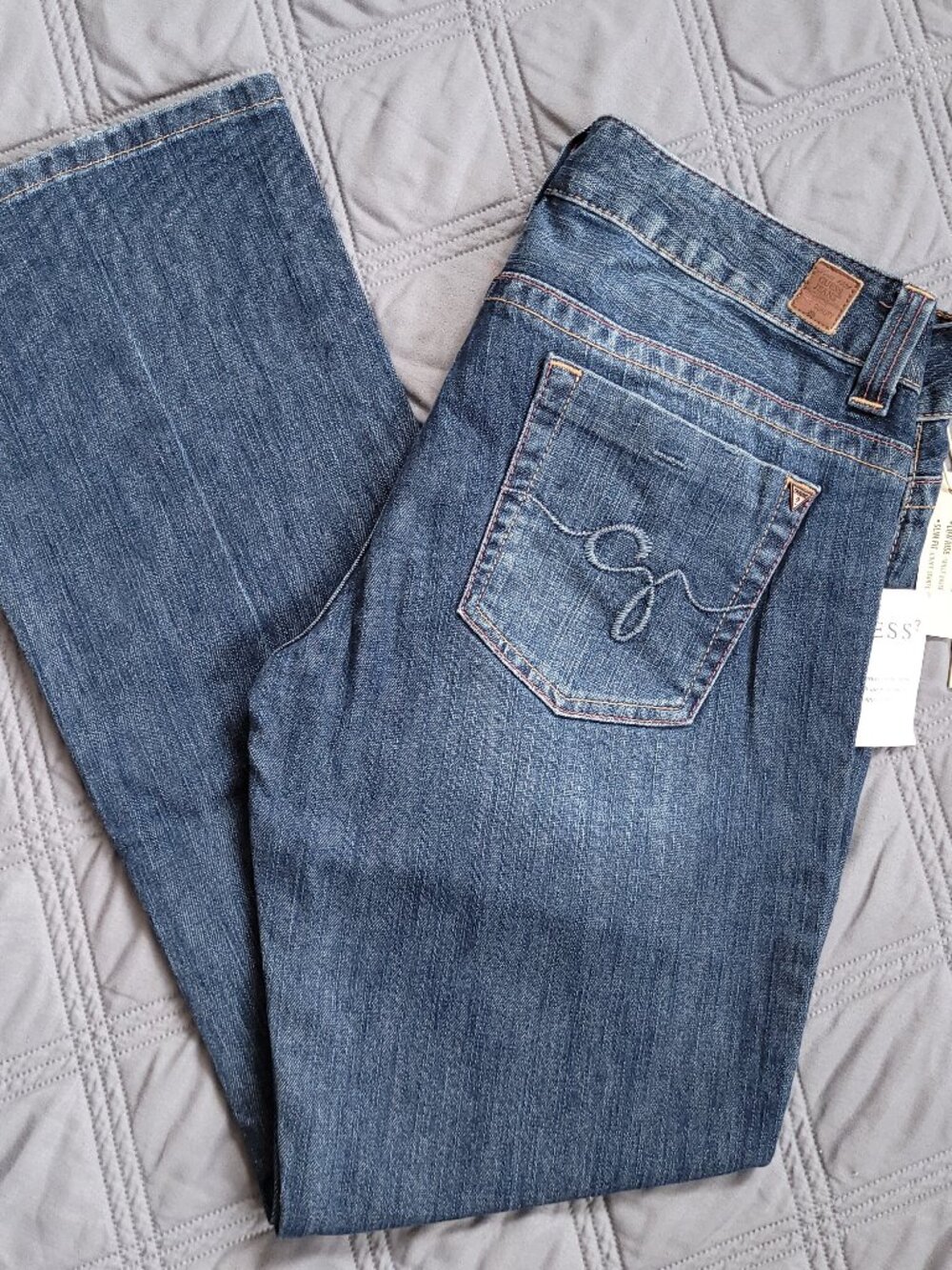 New GUESS jeans-low rise, stretch, boor cut, medium rinse jeans